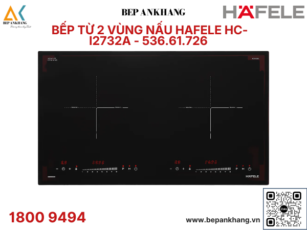 Bếp từ 2 vùng nấu Hafele HC-I2732A - 536.61.726 - Made in Malaysia - Mặt kính Schott Ceran